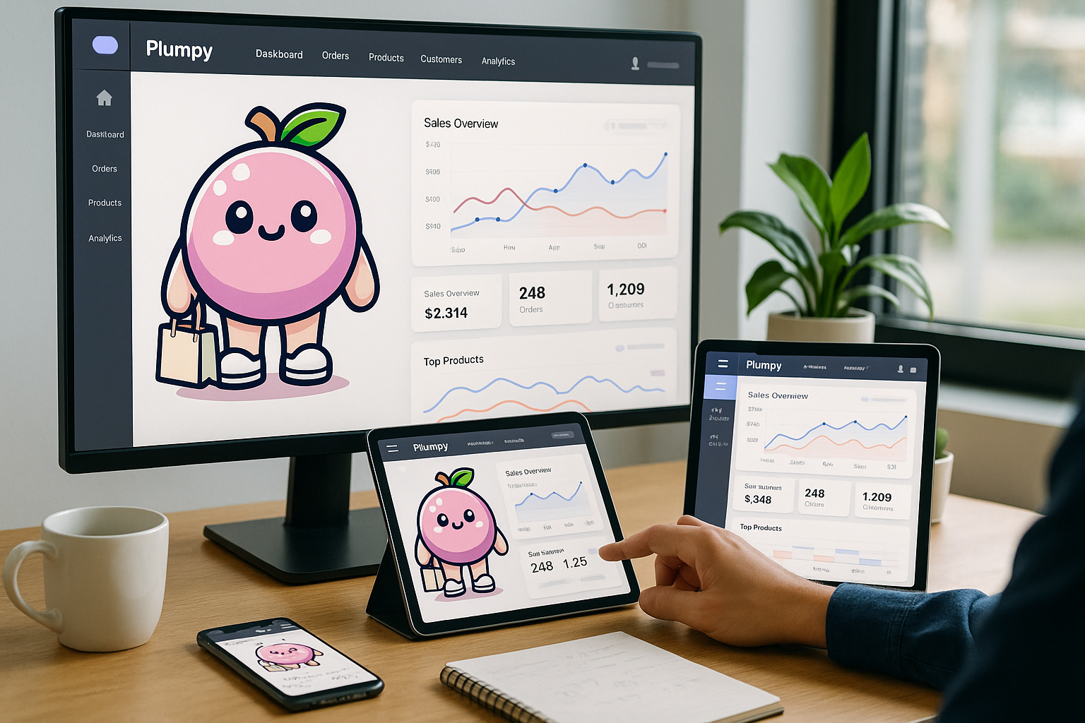 Plumpy platform dashboard on multiple devices